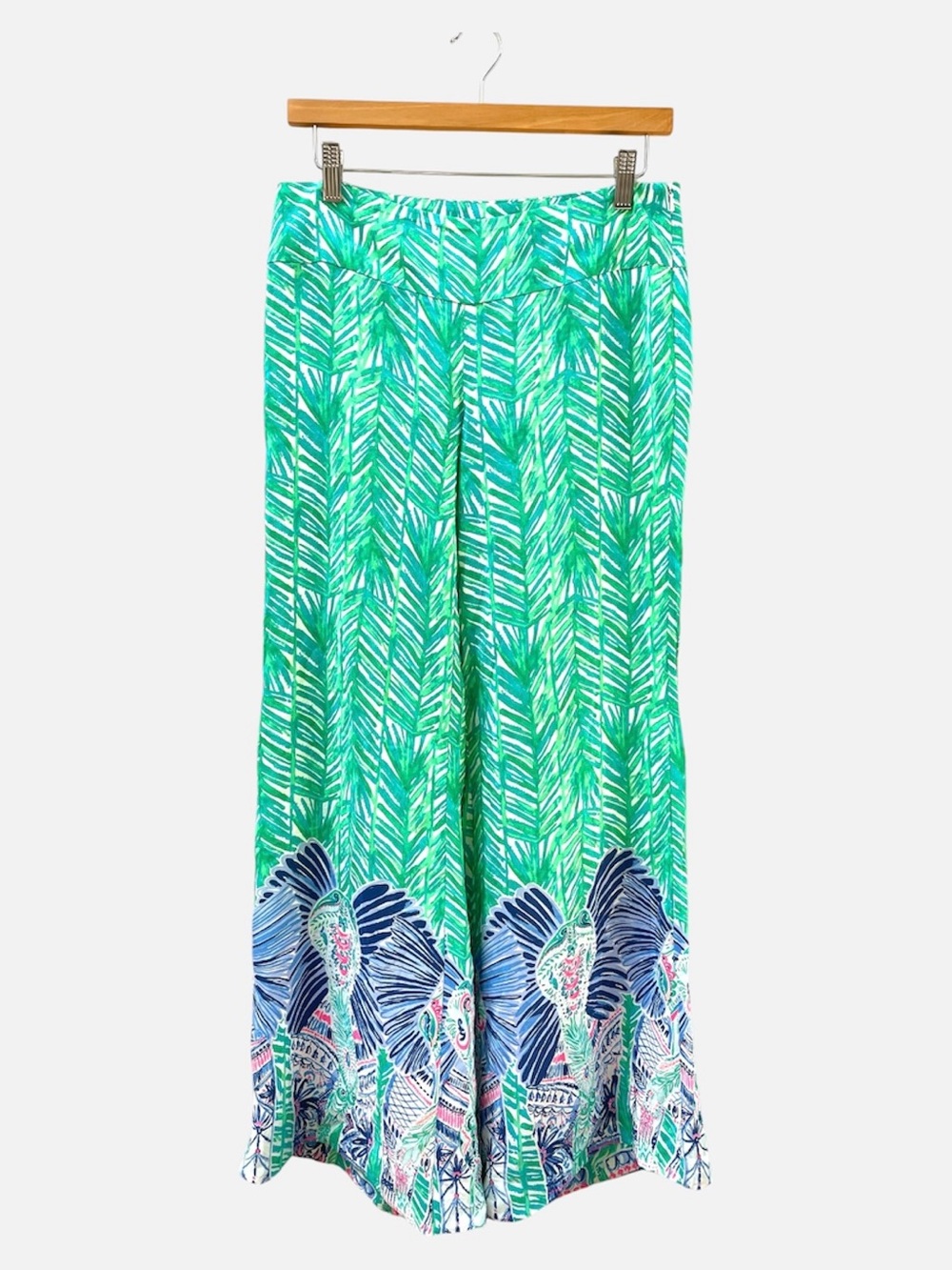 Lilly Pulitzer 100% Silk Wide-Leg Summer Pool Pants, Tropical PrintWomen’s Sz 2